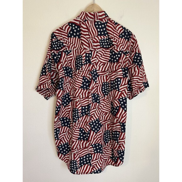 RARE VTG Ralph Lauren Chaps USA Flag Polo Shirt Men's L Vintage Button Down - Picture 4 of 5